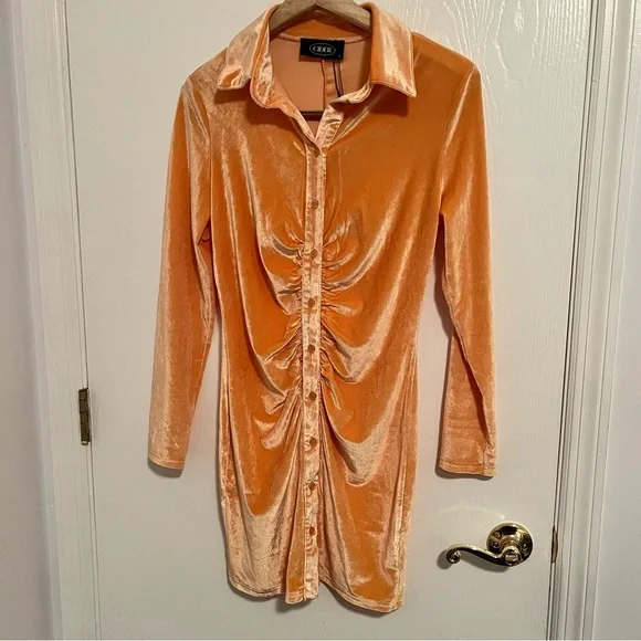 NWT Orange Cider Gathered Velvet
Dress - Picture 7 of 7